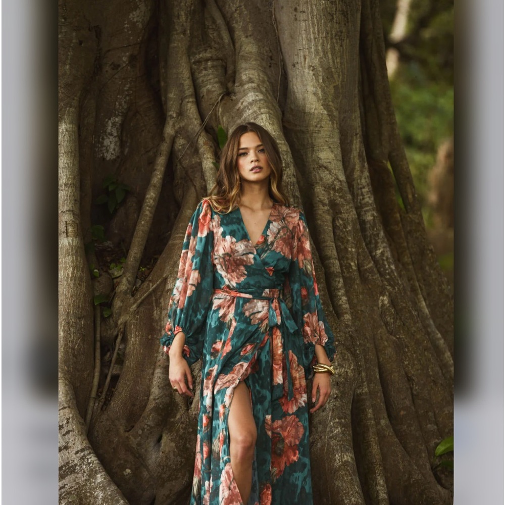 Hutch V-Neck Textured Wrap Dress